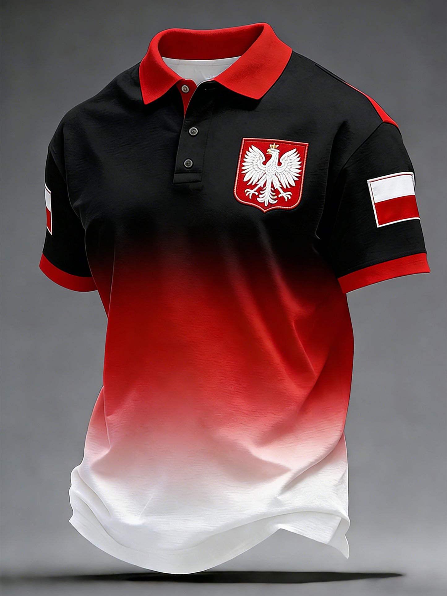 Męska koszulka polo z nadrukiem patchworkowa koszulka polo w kolorze polskiej flagi