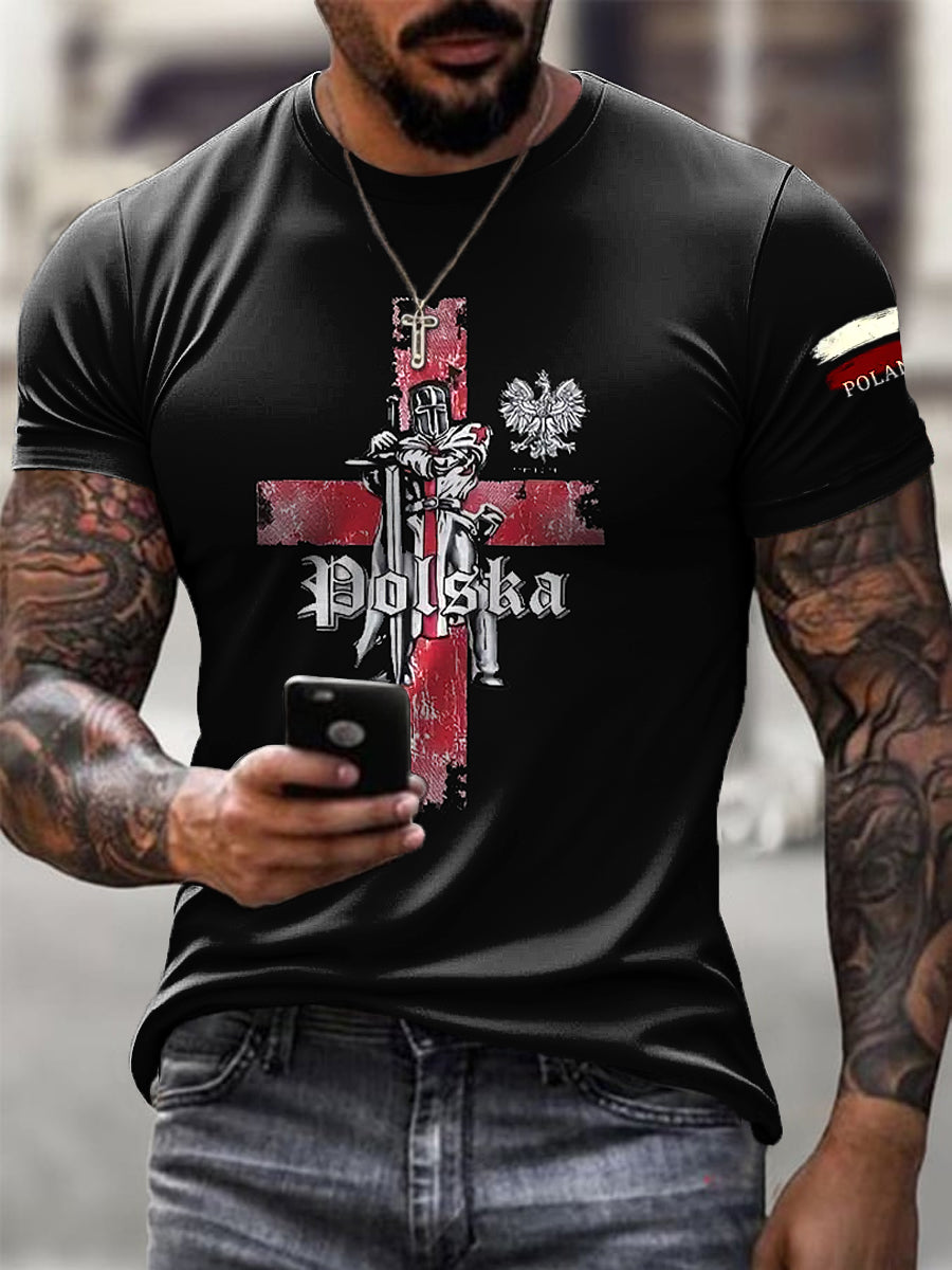 Męska koszulka z krzyżem w stylu vintage