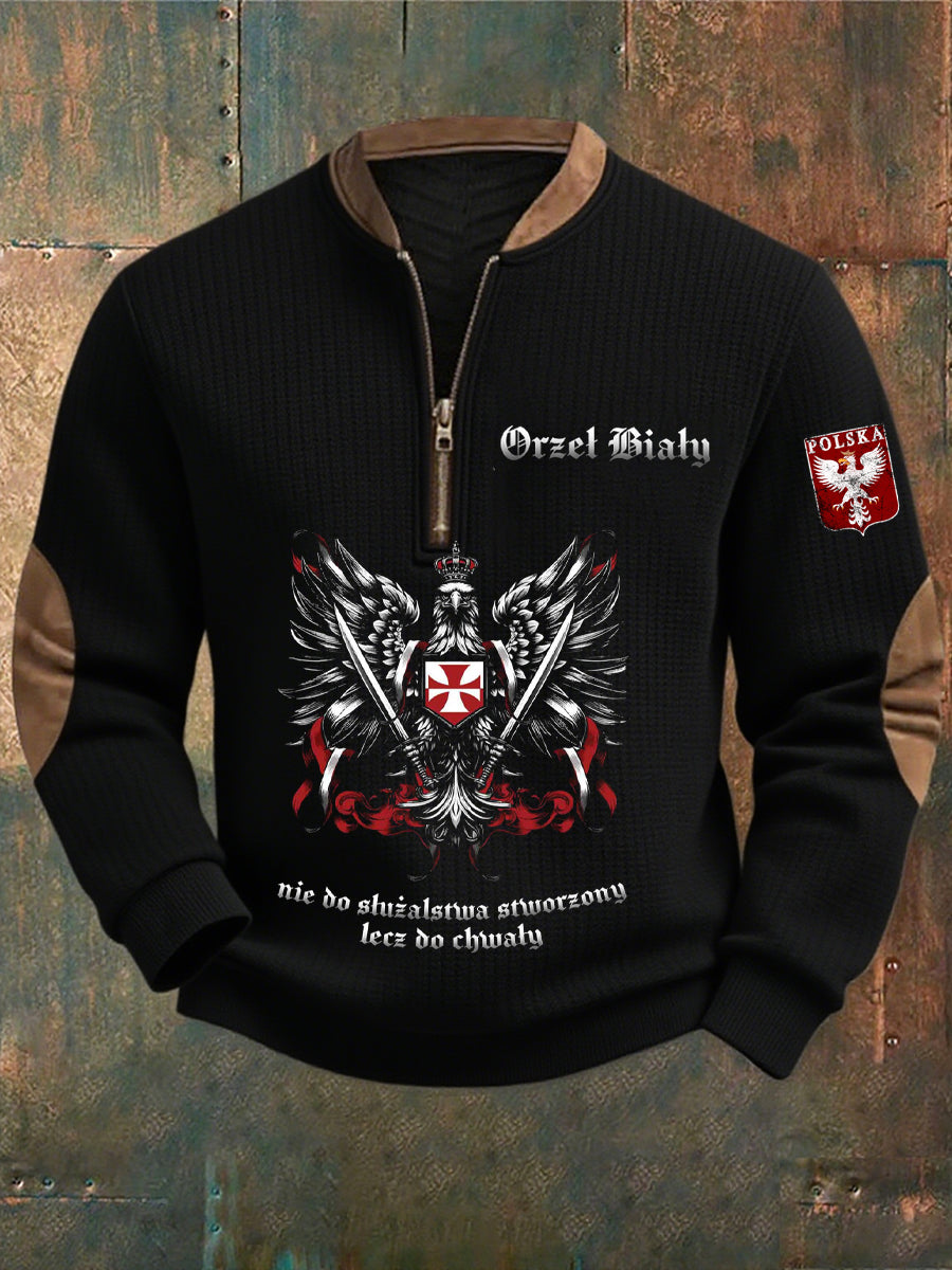 Polski Vintage Biały Orzeł Casual Bluza