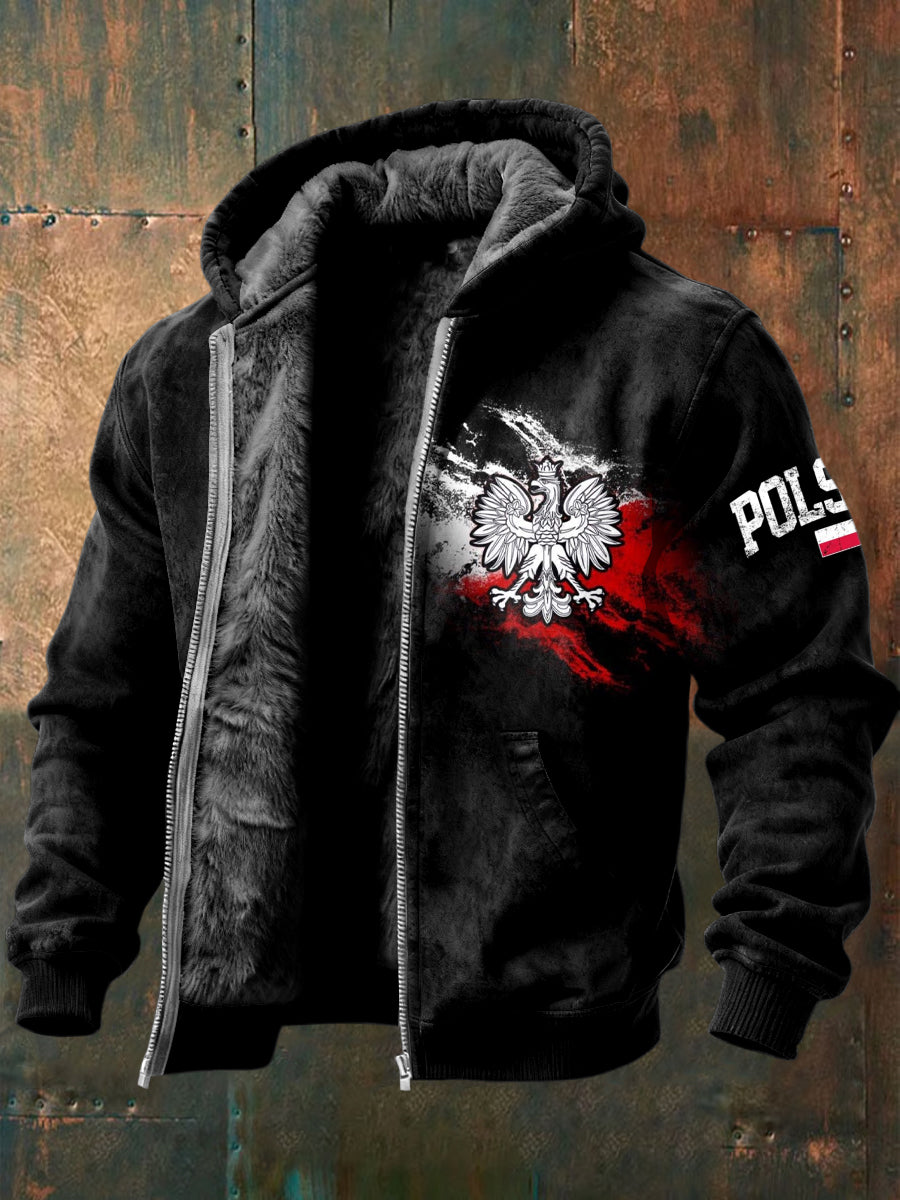 Retro abstrakcyjna polska flaga orła z kapturem z kapturem