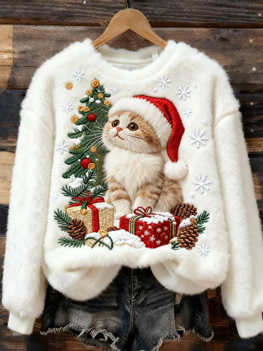 Damska wygodna flanelowa bluza z nadrukiem retro sztuki zwierząt