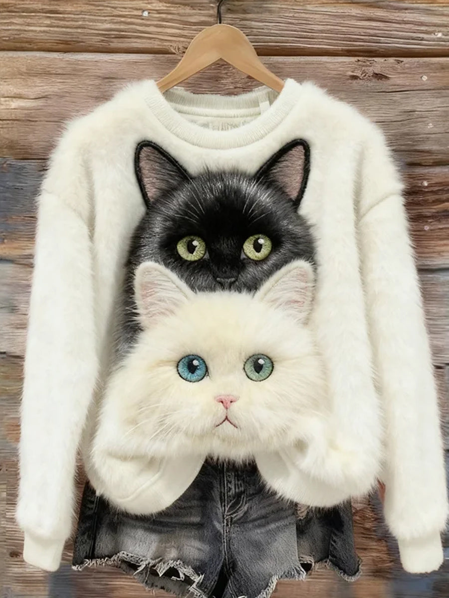 Damskie Retro Animal Boże Narodzenie Art Print Casual Top flanelowy