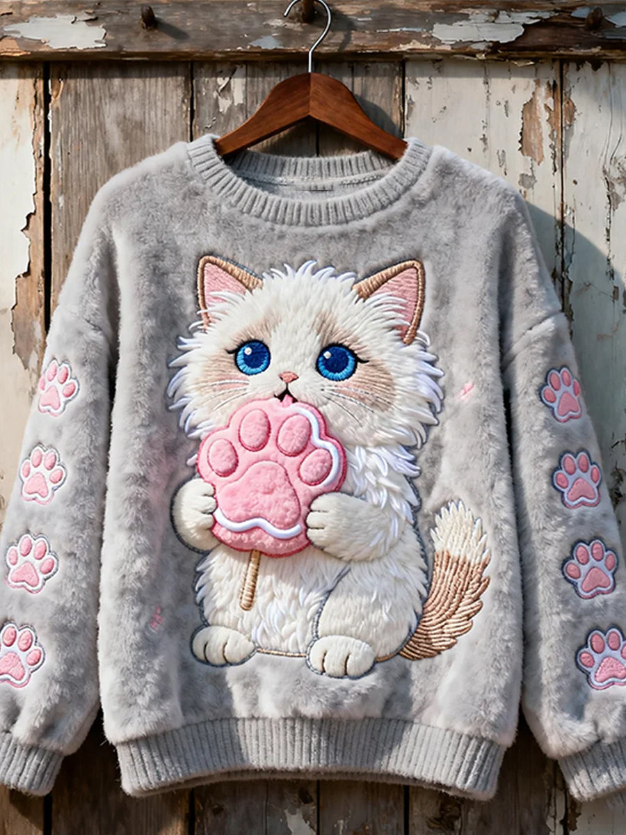 Damskie Retro Animal Boże Narodzenie Art Print Casual Top flanelowy