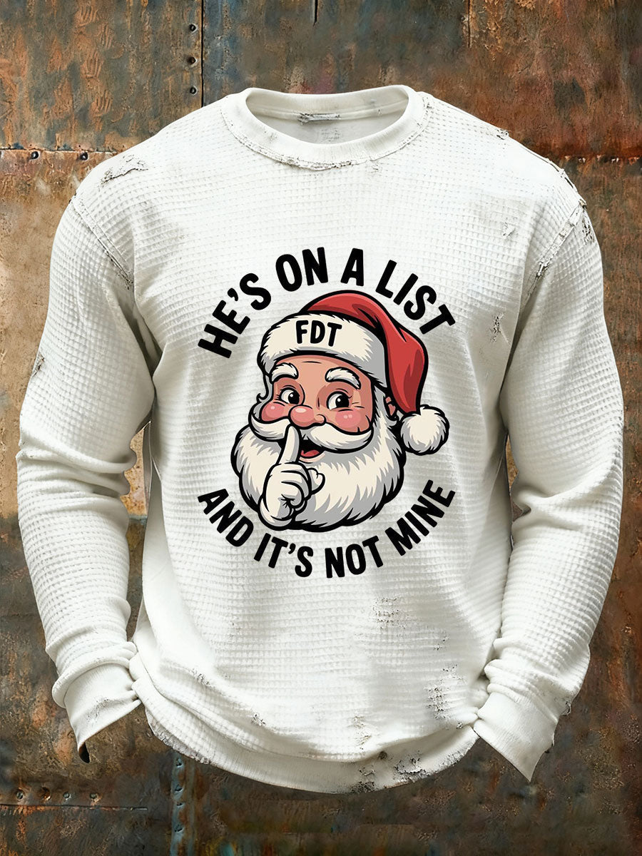 Męski Święty Mikołaj FDT Waffle Print Casual T-Shirt