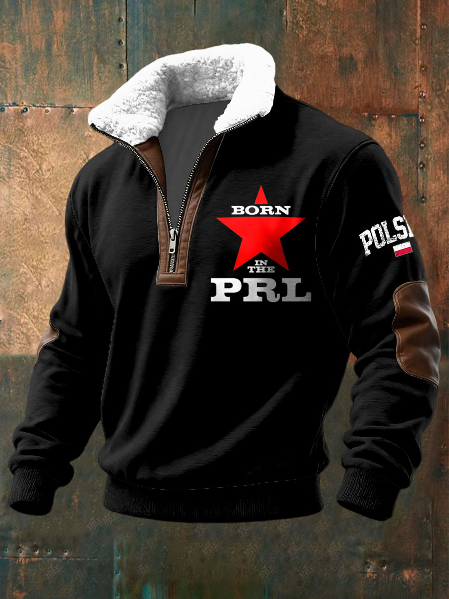 Pullover z zamkiem błyskawicznym retro polski patriota lambswool