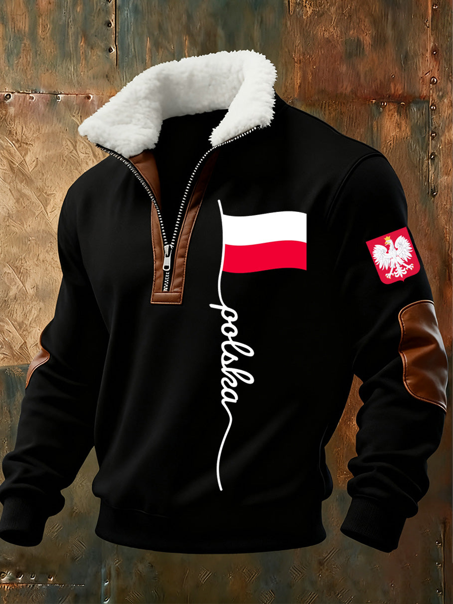 Męska bluza z polskim nadrukiem Stojący kołnierzyk