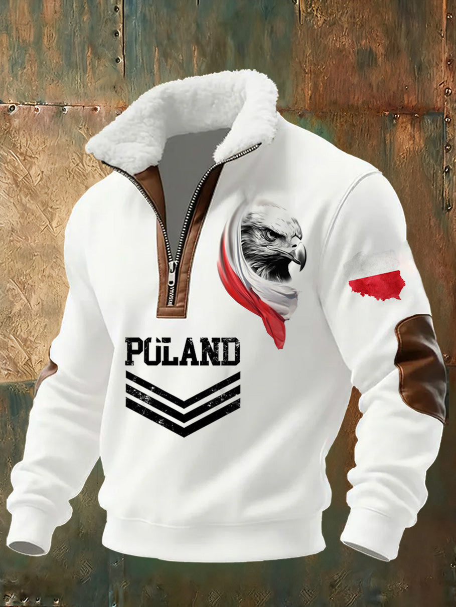 Męska bluza z polskim nadrukiem Stojący kołnierzyk