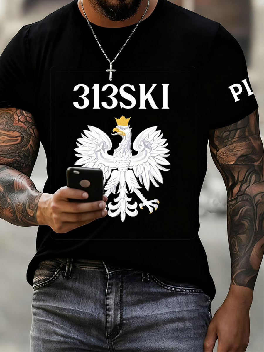 Męska moda w stylu vintage Casual Crew Neck z krótkim rękawem