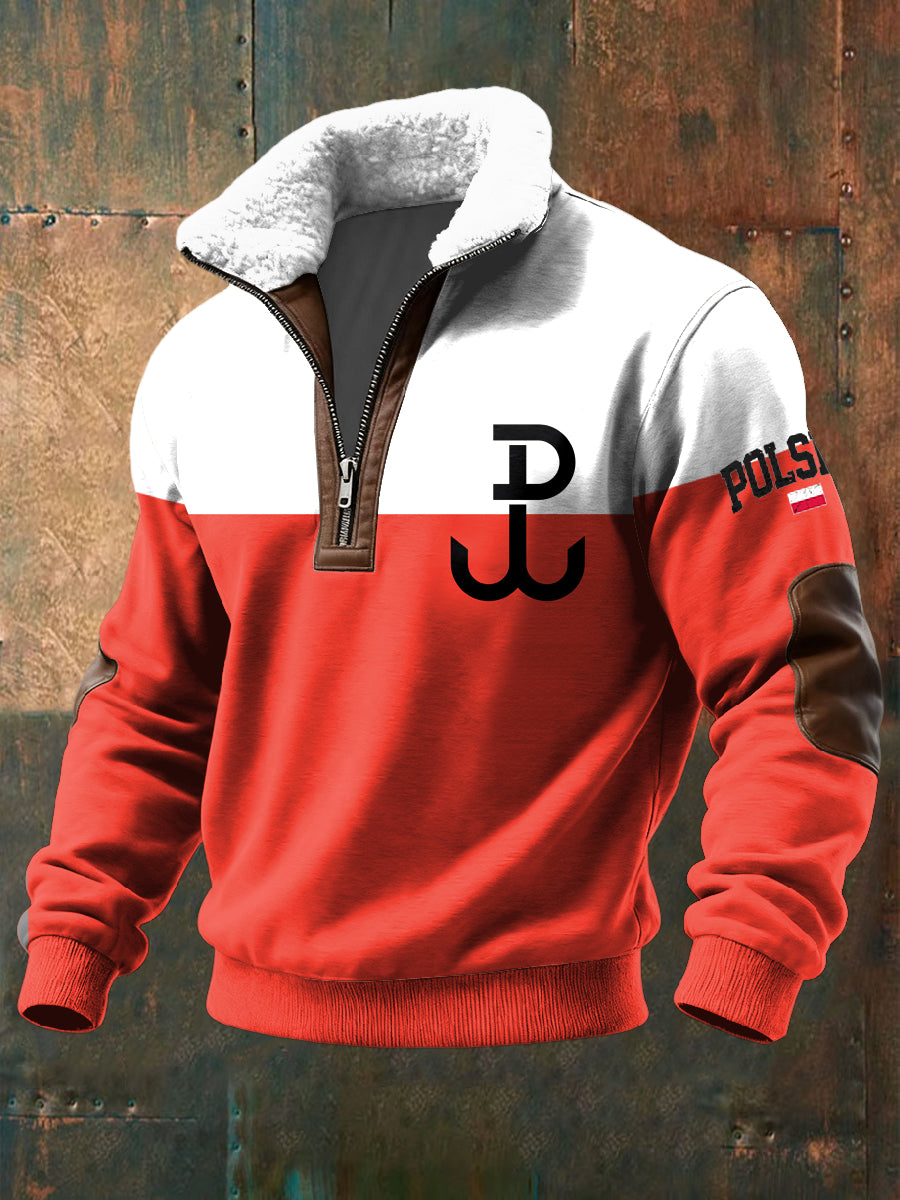 Retro Polski Underground Herb Lambswool Bluza z kapturem