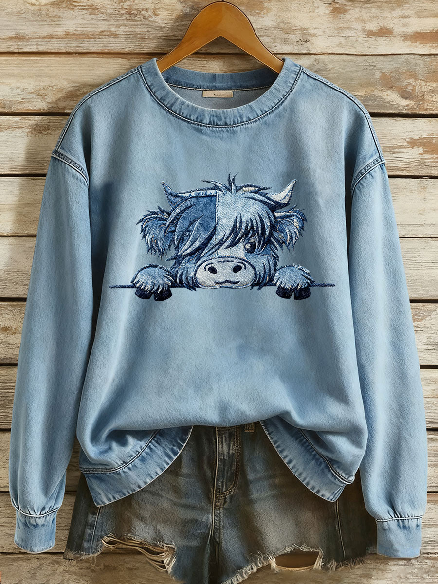 Damska koszula sportowa Highland Cow Art Print Casual