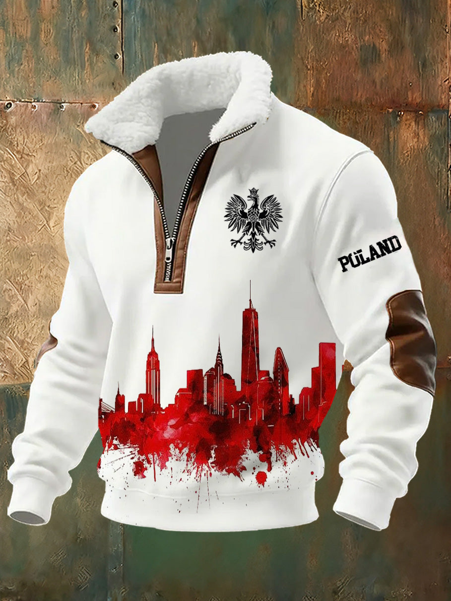 Męska bluza z polskim nadrukiem Stojący kołnierzyk