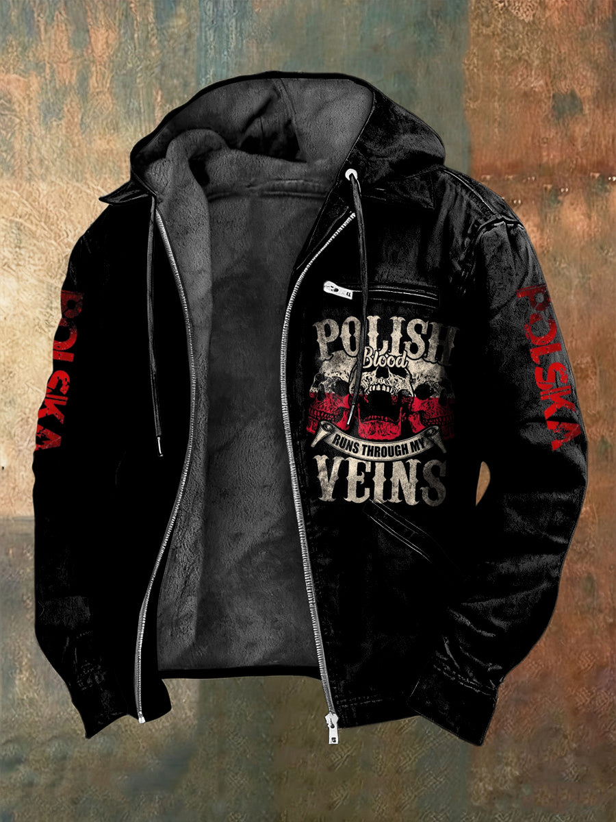 Kurtka z kapturem z polarem w stylu retro Polish Heritage Pride