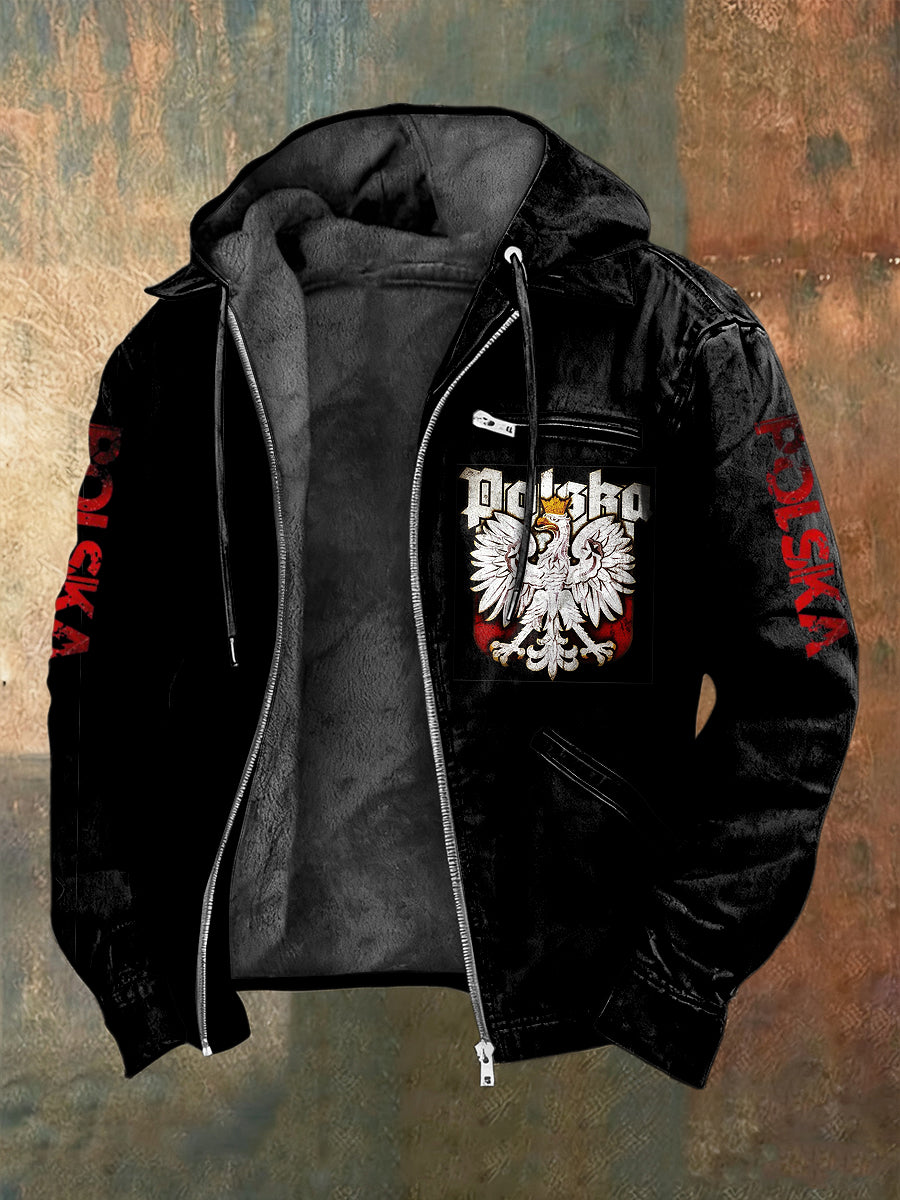 Vintage-Myta polska kurtka z kapturem z polarem z polarem