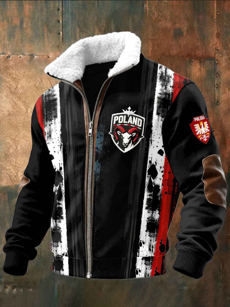 Męska kurtka z zamkiem błyskawicznym ze skóry bydlęcej