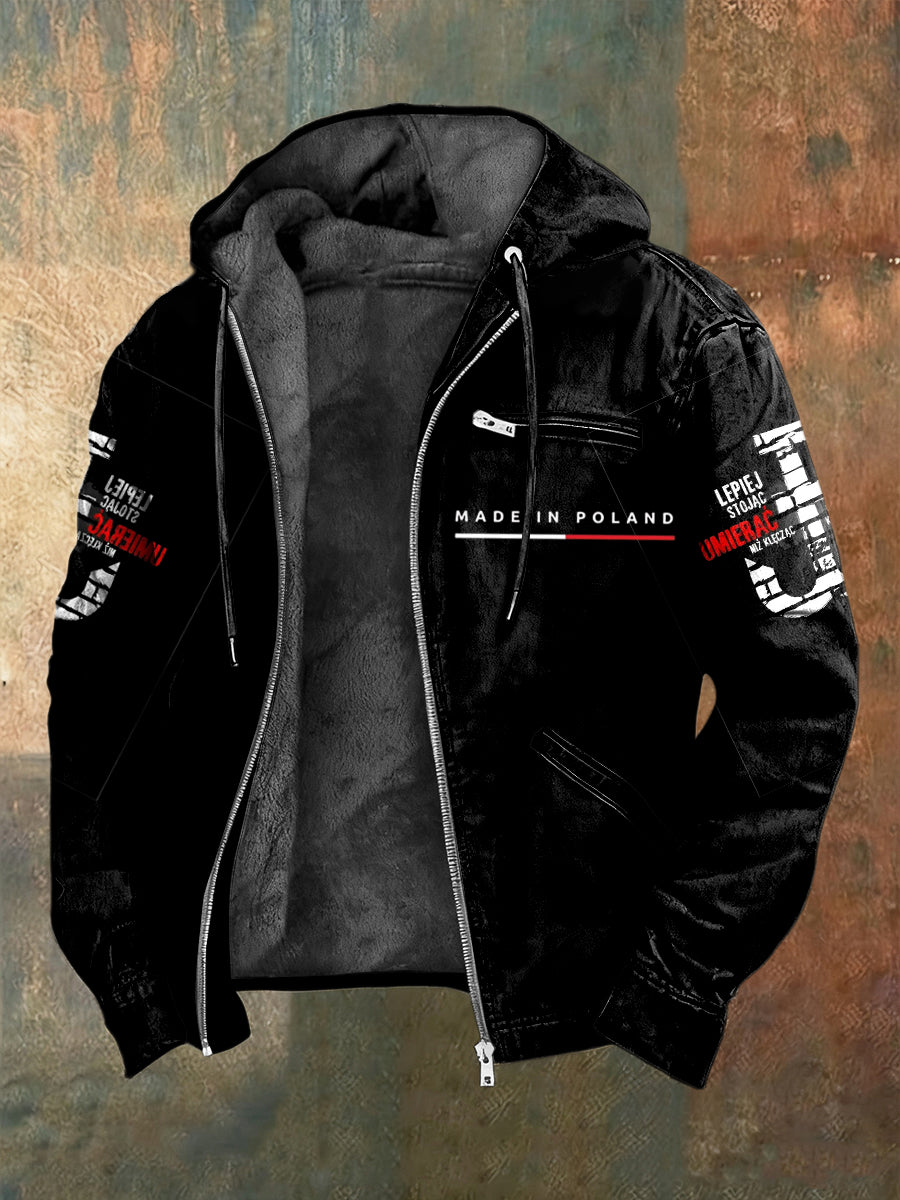 Retro Polska Flaga Opór z polarową podszewką Bluza z kapturem