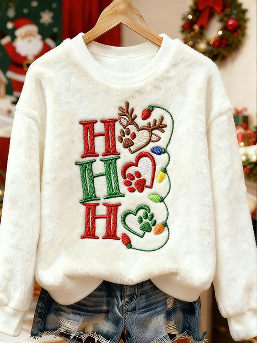 Damska śliczna świąteczna łapy dla psów sztuka flanelowa bluza z kapturem