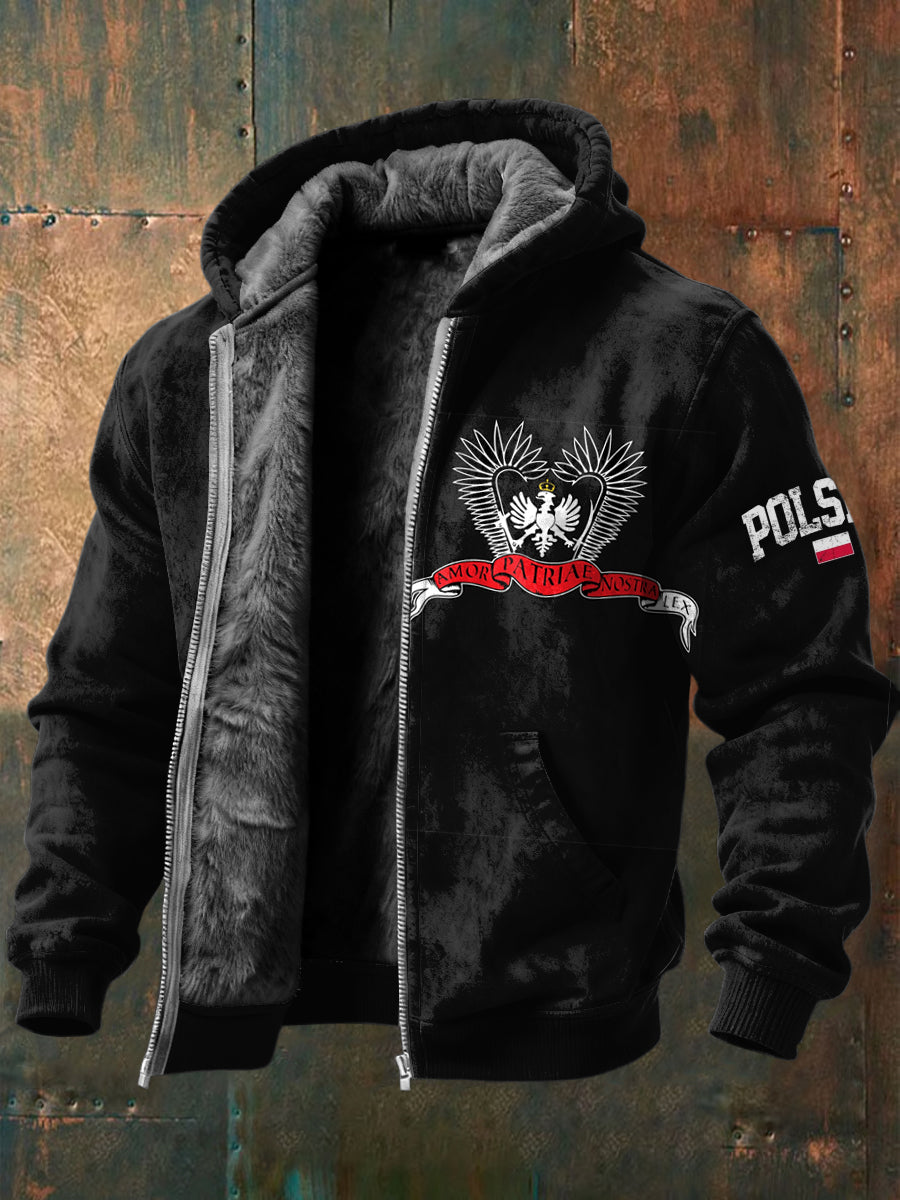 Retro polska skrzydlata kawaleria z kapturem z polarem