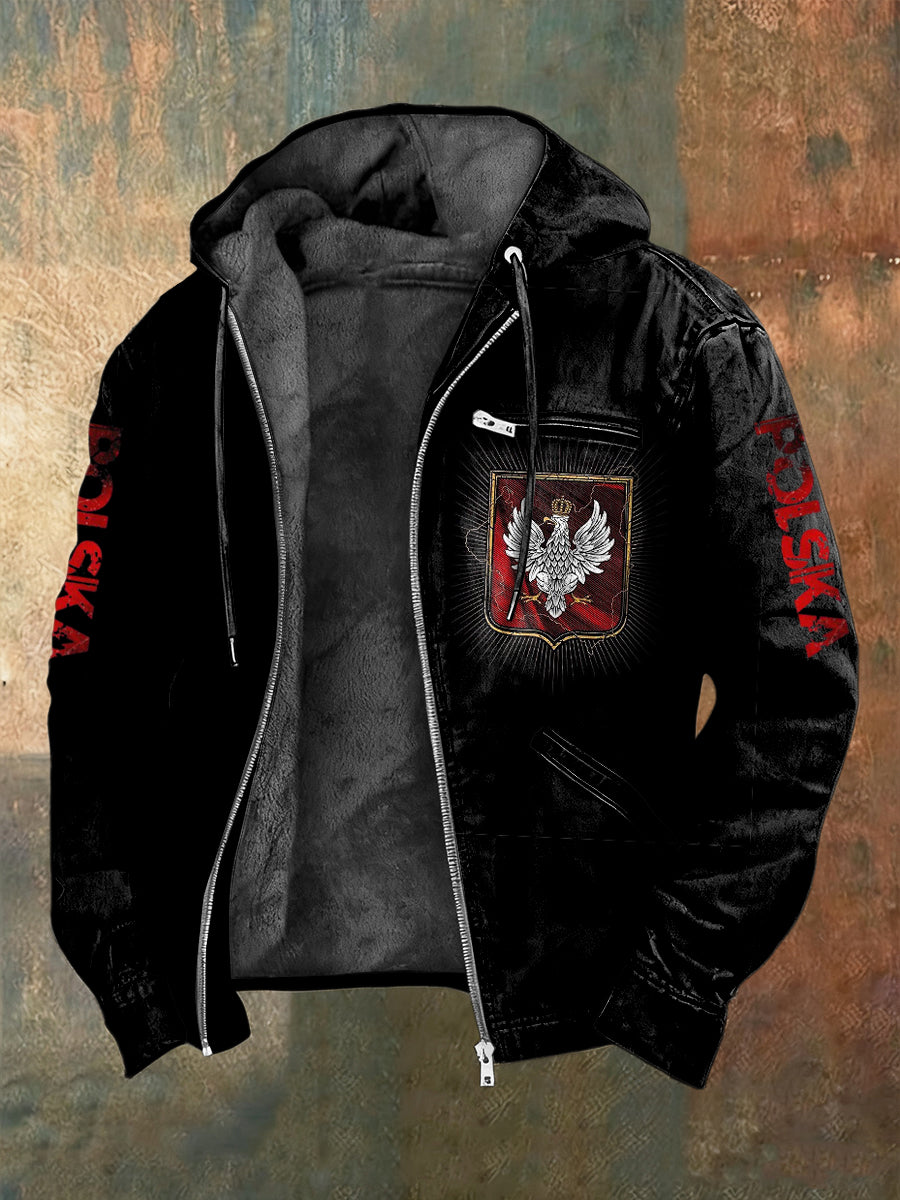 Kurtka z kapturem z polarową podszetką Retro Orła Polskiego