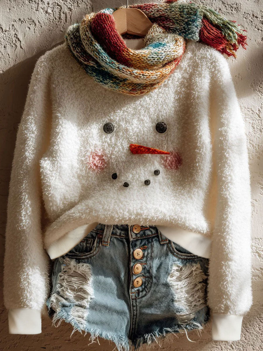 Damska flanelowa bluza z nadrukiem świątecznym (bez szalika)