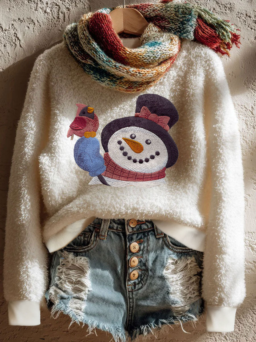 Damska flanelowa bluza z nadrukiem świątecznym (bez szalika)