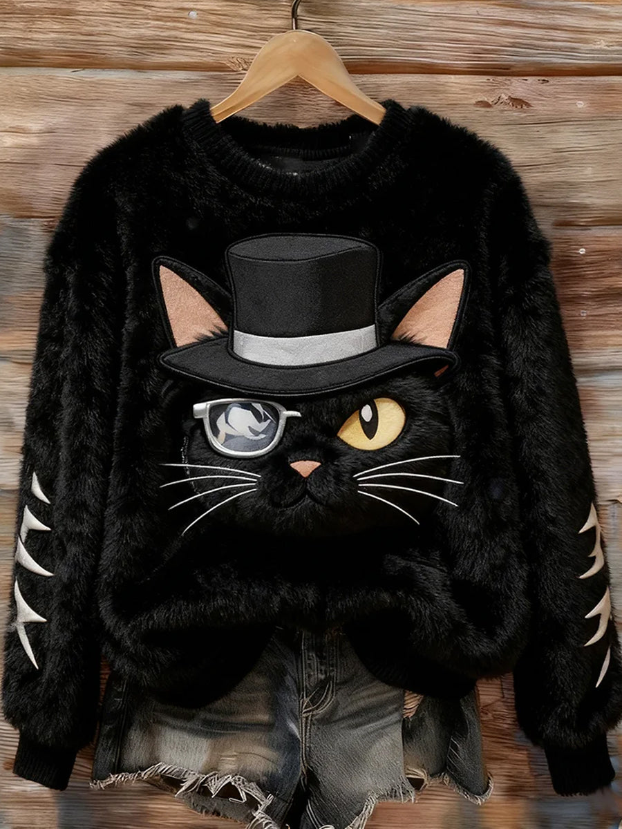 Damskie Retro Animal Art Print Casual Top flanelowy