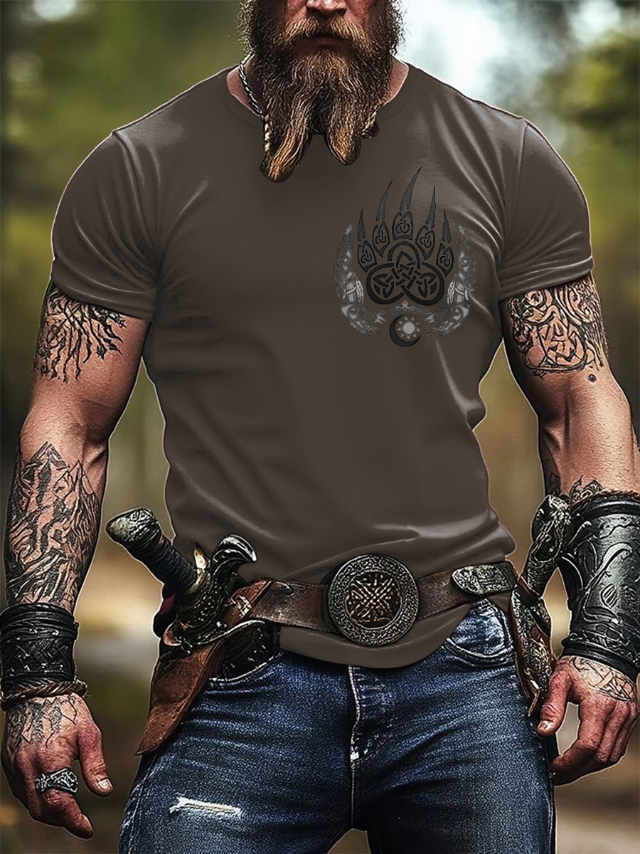 Męska elegancka koszulka z nadrukiem łapy wikingów