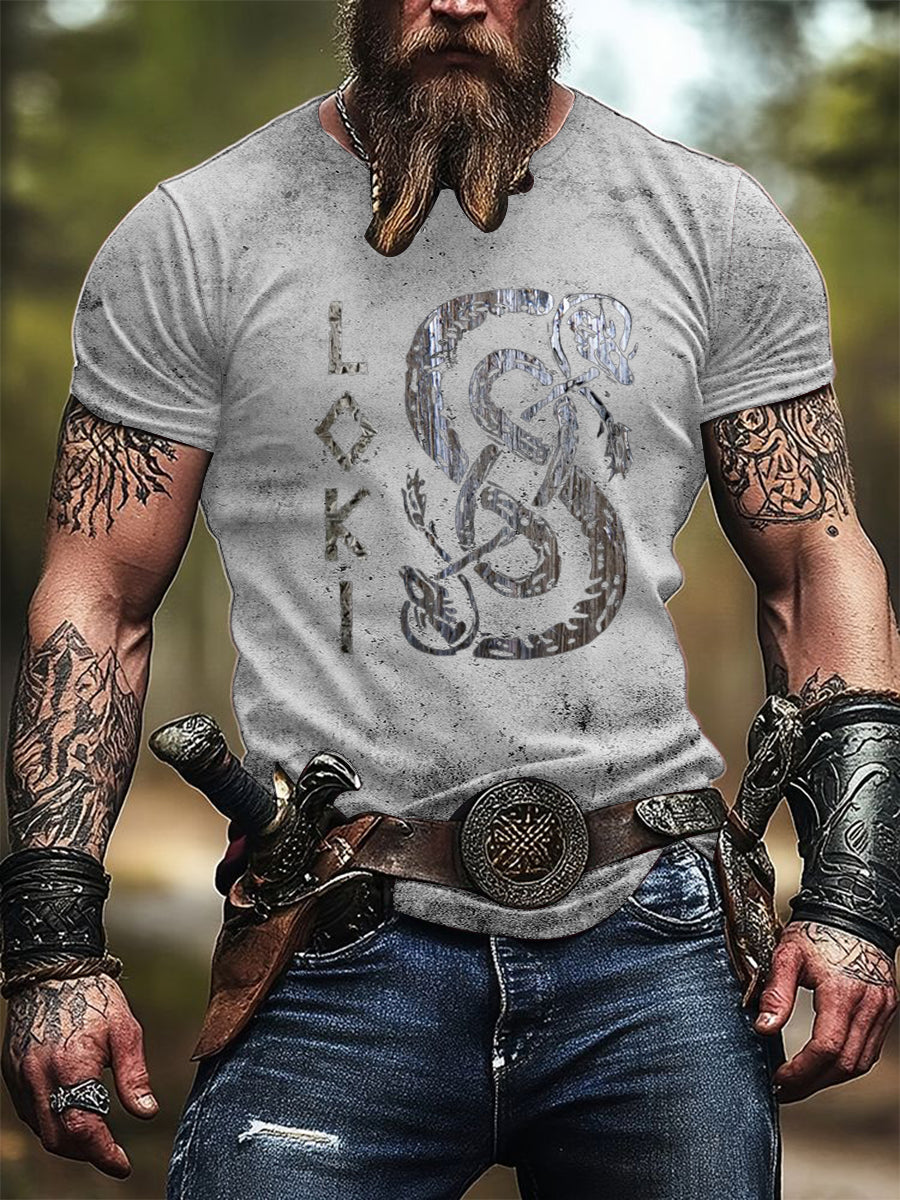 Męska koszulka Loki Snake Print w trudnej sytuacji