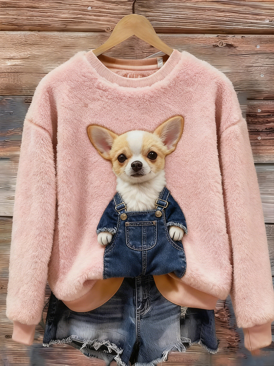 Damskie Retro Animal Boże Narodzenie Art Print Casual Top flanelowy