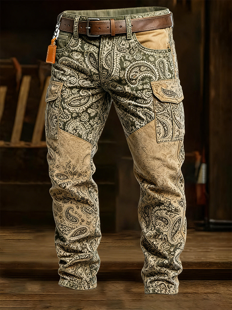 Męskie spodnie robocze retro styl biznesowy na co dzień