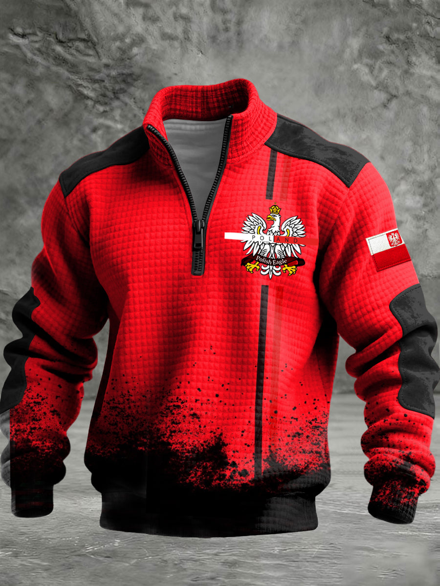 Retro Polski Orzeł Flaga Gradient Bluza z kapturem