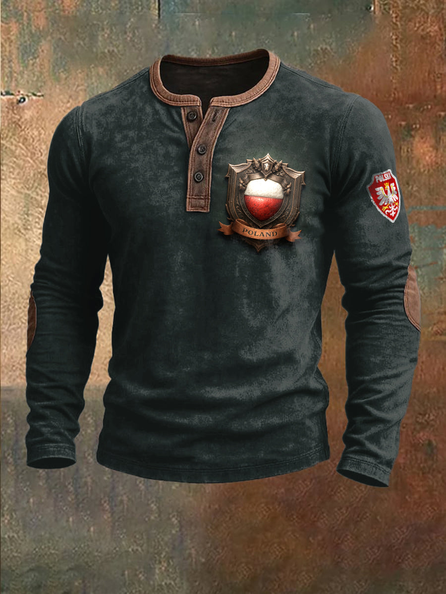 Męska polska flaga ciemnozielona patchworkowa bluza