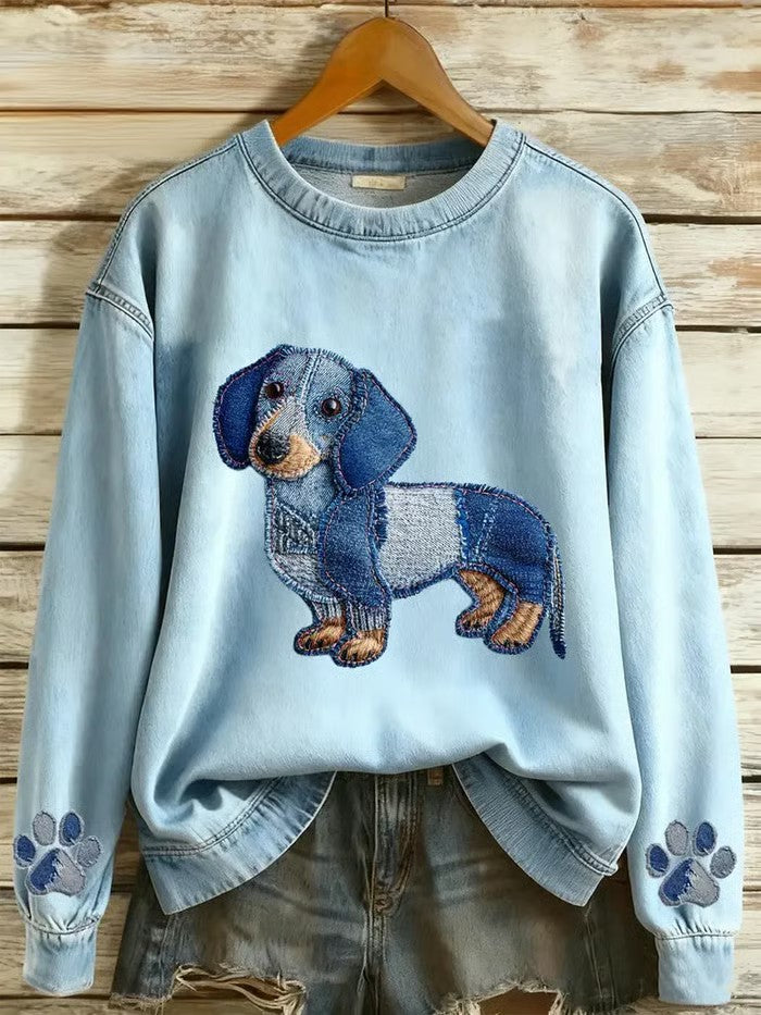 Damska bluza z denimem z nadrukiem Art Dog