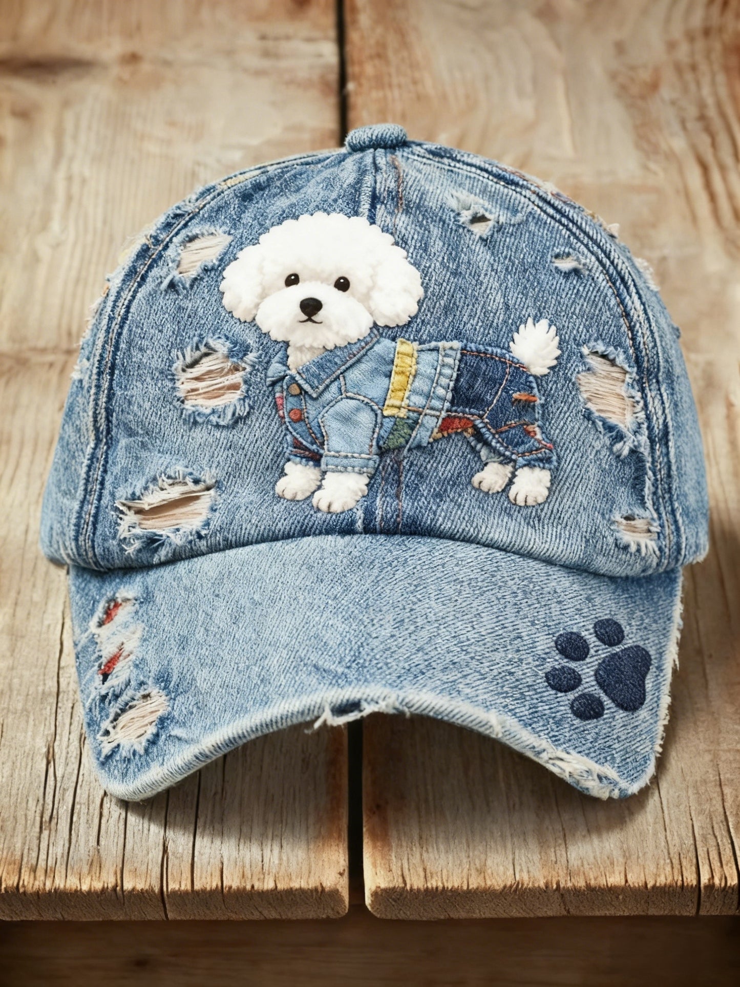 Retro uroczy dżinsowa tkanina z nadrukiem Casual Wash Cap