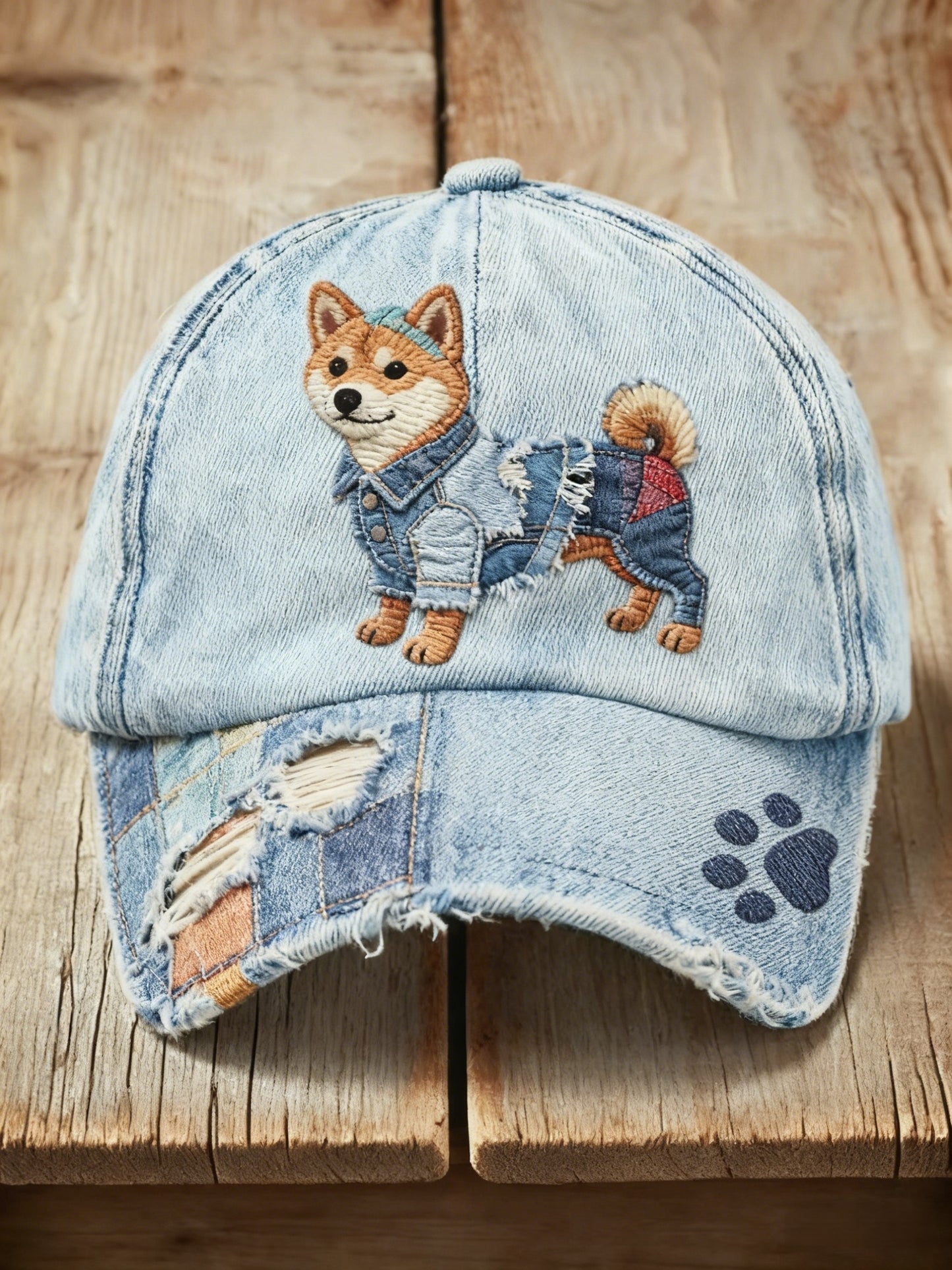 Retro uroczy dżinsowa tkanina z nadrukiem Casual Wash Cap