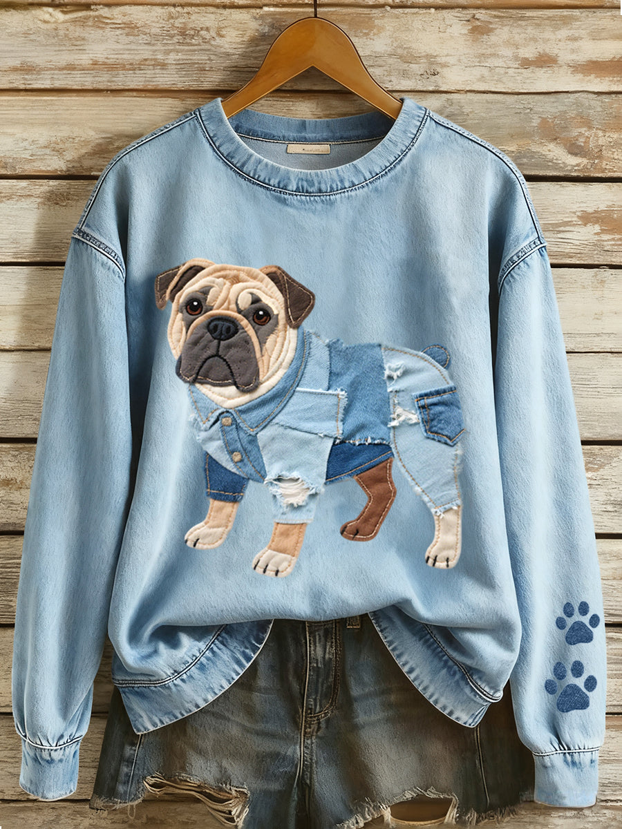 Damska urocza bluza z patchworkiem Bulldog