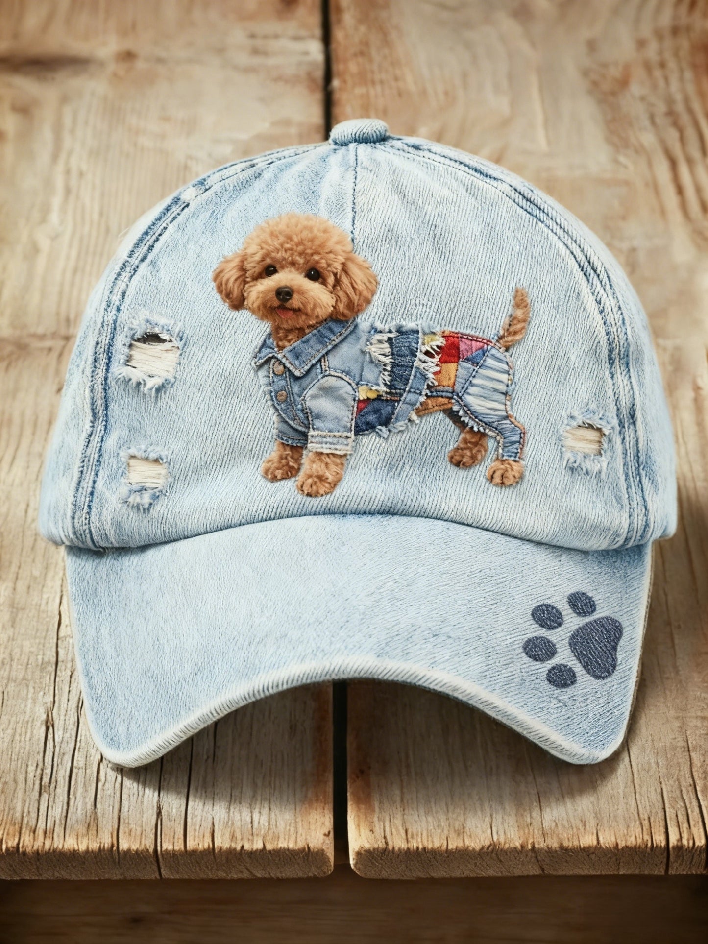 Retro uroczy dżinsowa tkanina z nadrukiem Casual Wash Cap
