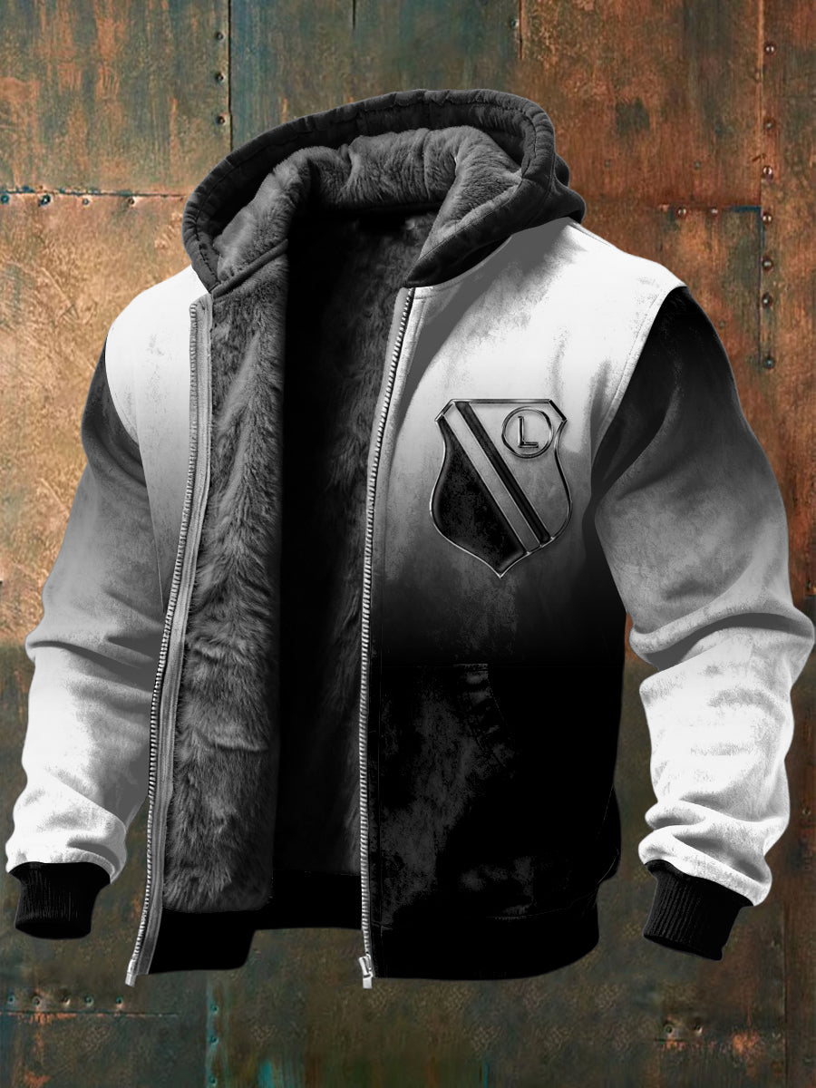 Retro Polska Warszawa Klub piłkarski z kapturem z polarem