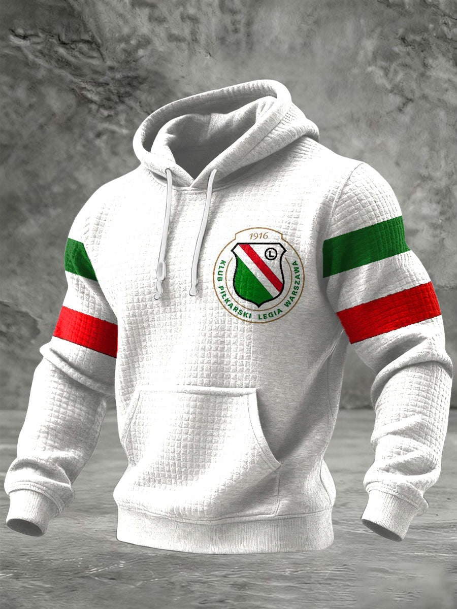 Retro Polska Warszawa Klub Piłkarski Patchwork Bluza z kapturem