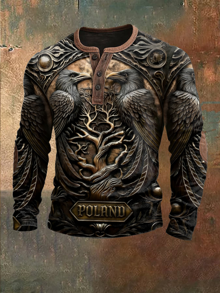 Męska polska bluza z nadrukiem w stylu raven patchworku