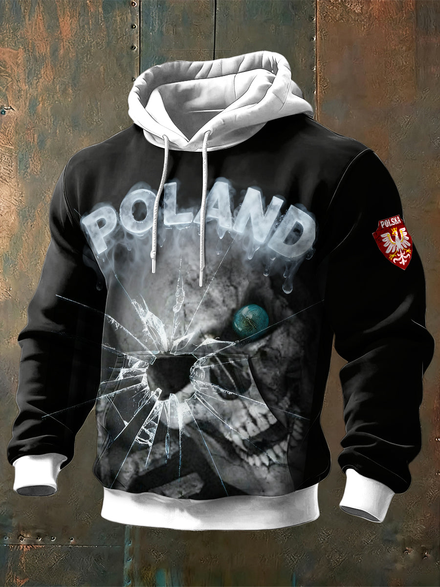Czarna bluza męska Polska z nadrukiem czaszki