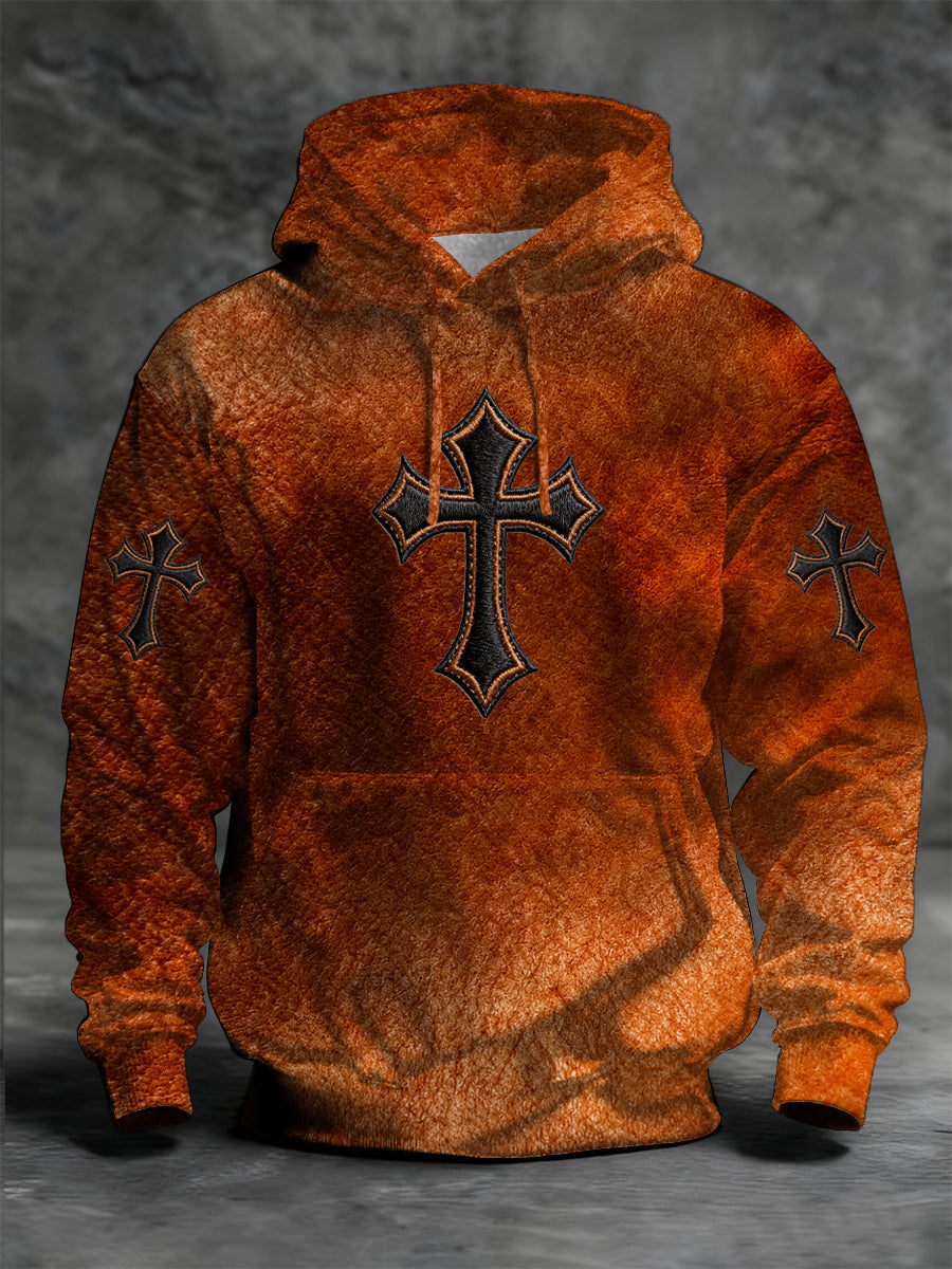 Męskie Vintage Faith Casual Luźna bluza z kapturem