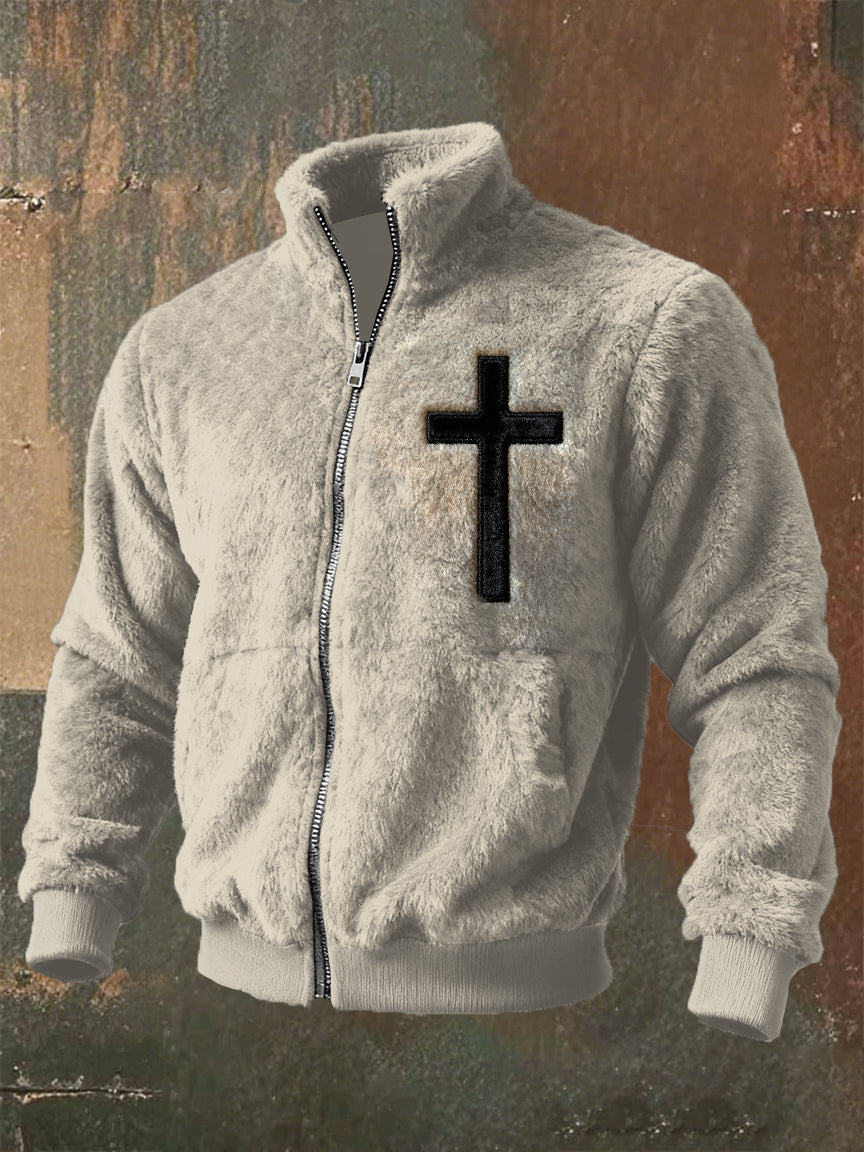 Nieformalny sweter z długimi rękawami z nadrukiem retro Faith