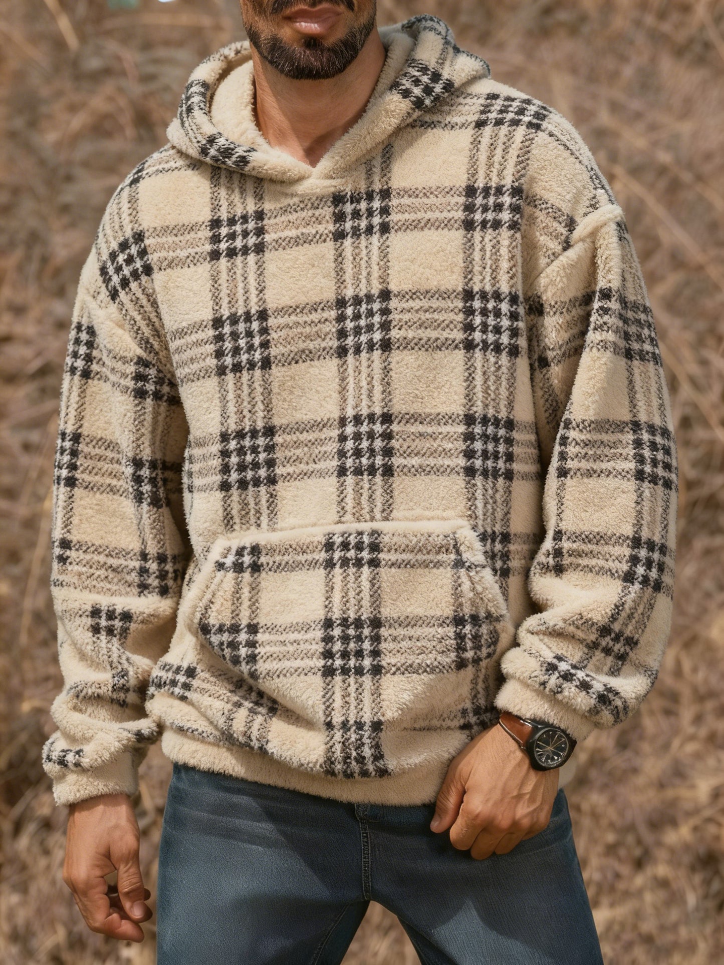 Męska bluza z kapturem w stylu vintage Western z nadrukiem