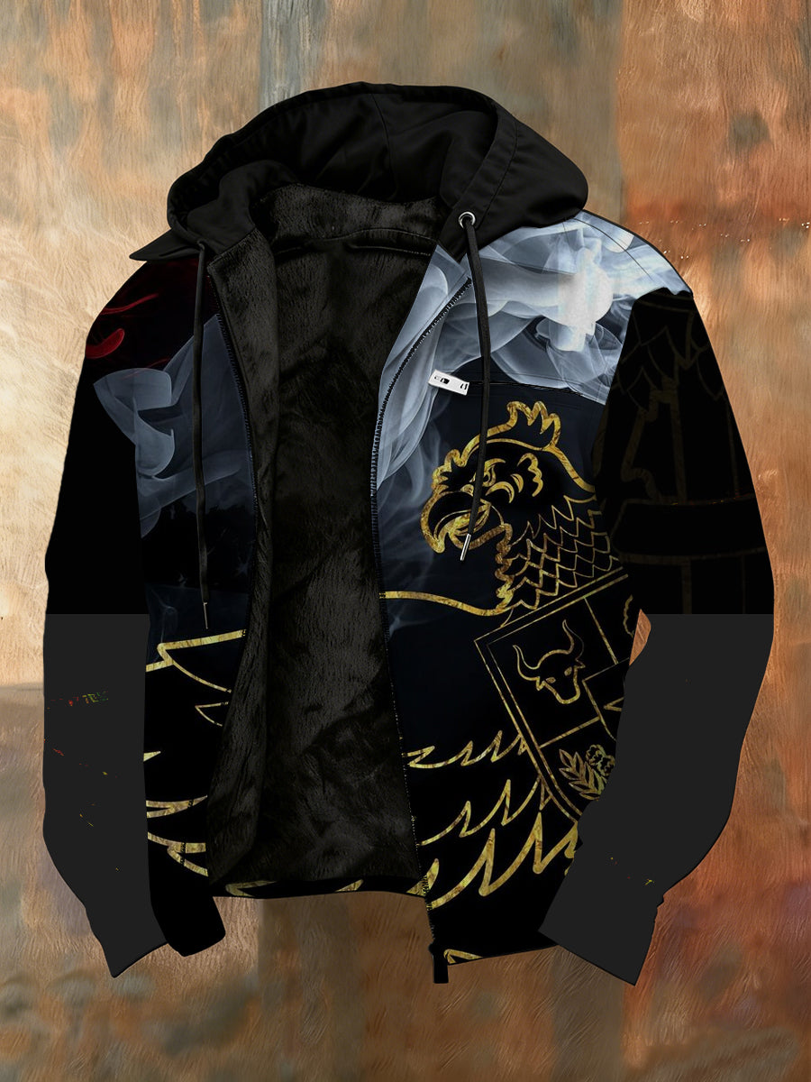 Męska kurtka z kapturem z nadrukiem w stylu vintage