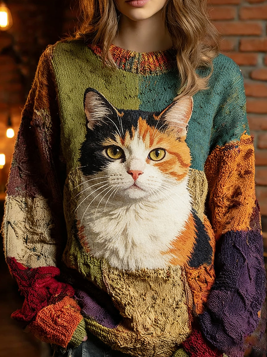 Damski retro zwierzęcy top z dzianiny na co dzień