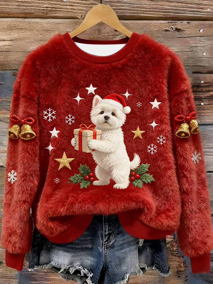 Damska flanelowa bluza z kapturem West Highland White Terrier Westie