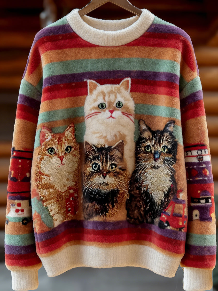 Damski Retro Animal Art Print Wygodny Top flanelowy