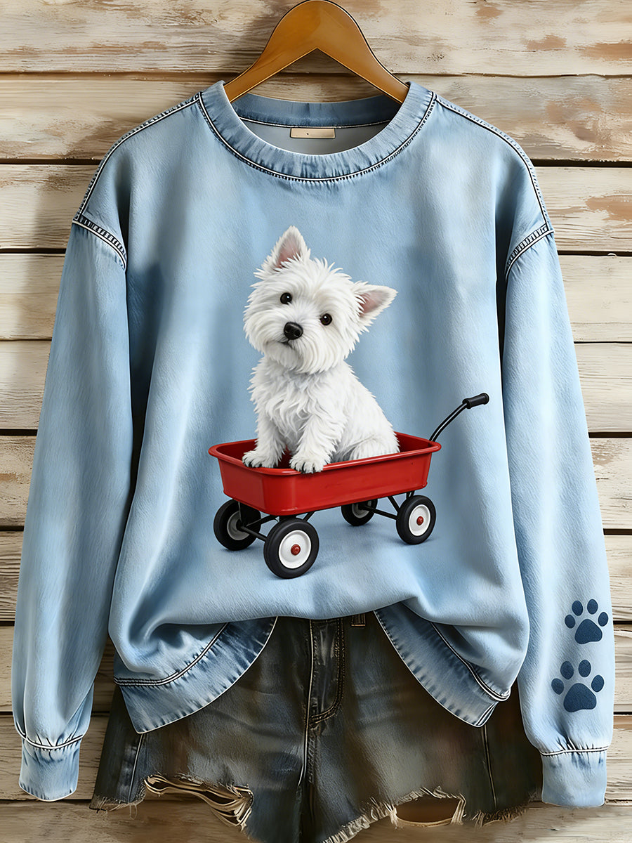 Wygodny, swobodny top unisex w stylu retro z nadrukiem zwierzęcym