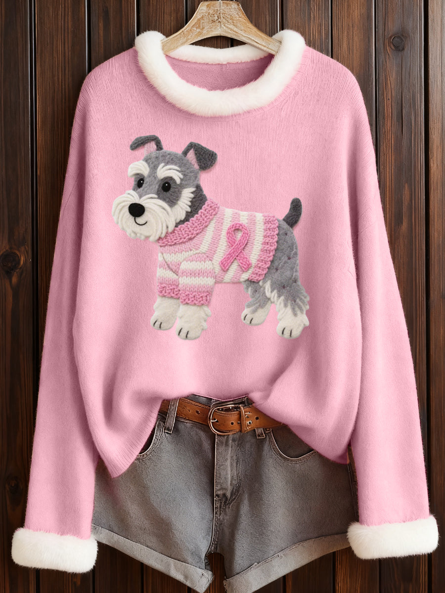 Piękny pies sznaucerowy damski czuły artystyczny przytulny futrzany top