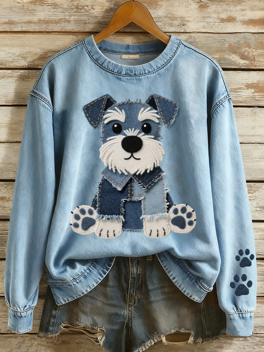 Damska bluza Patchwork Art Lovely Schnauzer Dog